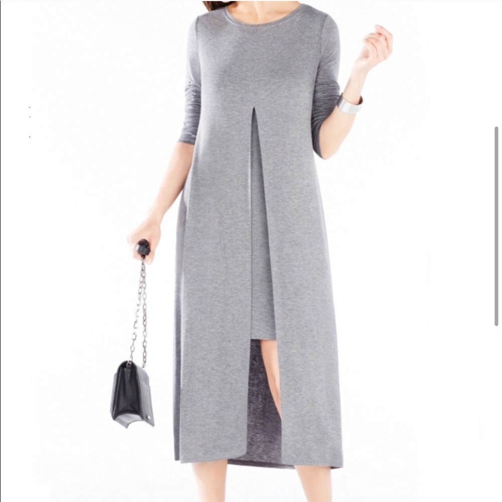 BCBGMAXAZRIA Ayana Layered Front Slit Midi Dress